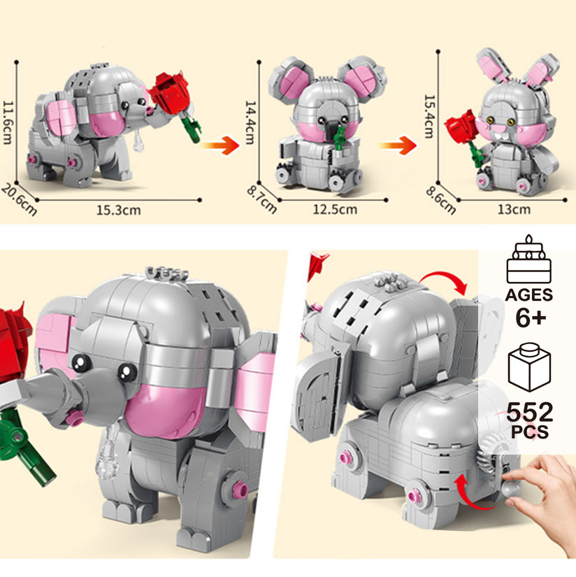 3-in-1 Elephant  Building Block Set