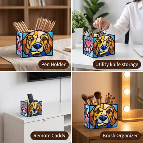 Embossed Stained Glass Puzzle Pen Holder