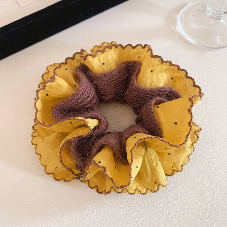 Yellow Polka Dot Knit Scrunchie