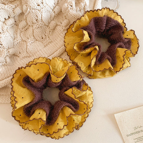Yellow Polka Dot Knit Scrunchie