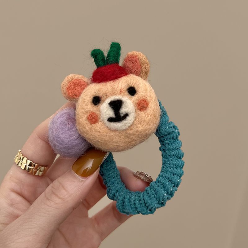 Wool Felt Cartoon Bunny High-Stretch Scrunchie