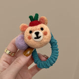 Wool Felt Cartoon Bunny High-Stretch Scrunchie