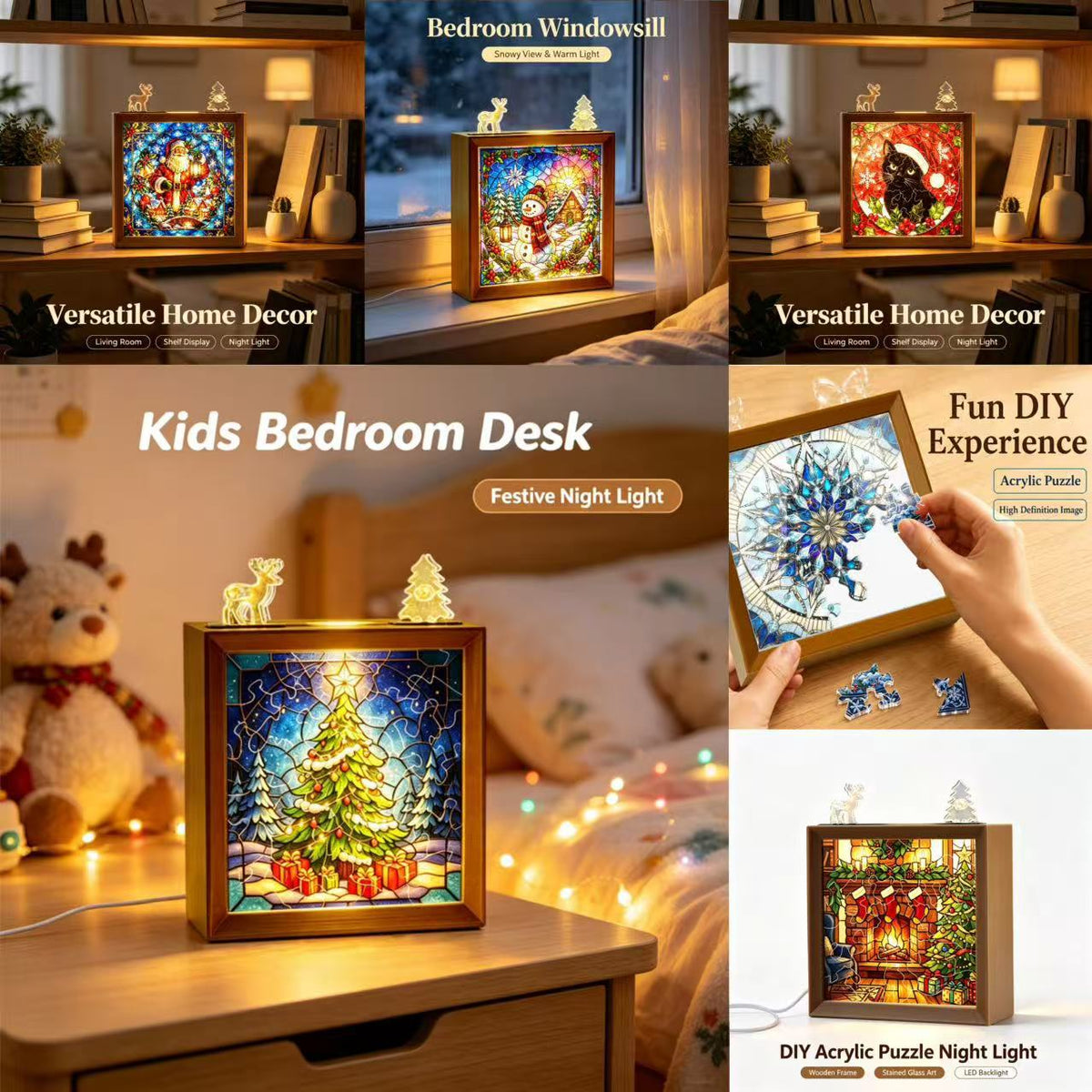 Christmas Glow Acrylic Puzzle Night Light