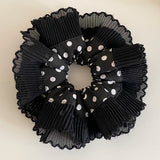 Black Polka Dot French Scrunchie