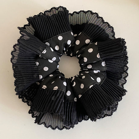 Black Polka Dot French Scrunchie
