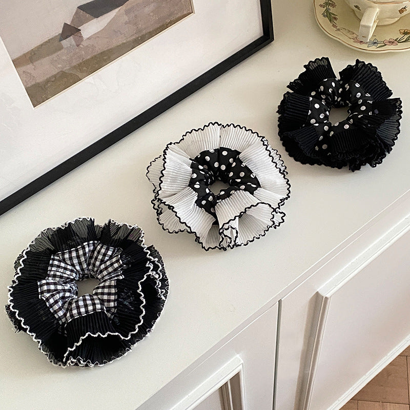 Black Polka Dot French Scrunchie