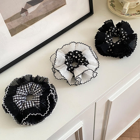 Black Polka Dot French Scrunchie