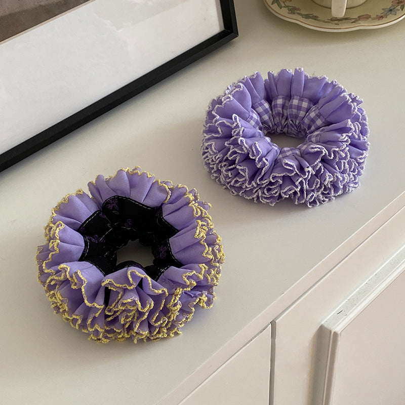 Purple Layered Ruffle Scrunchie