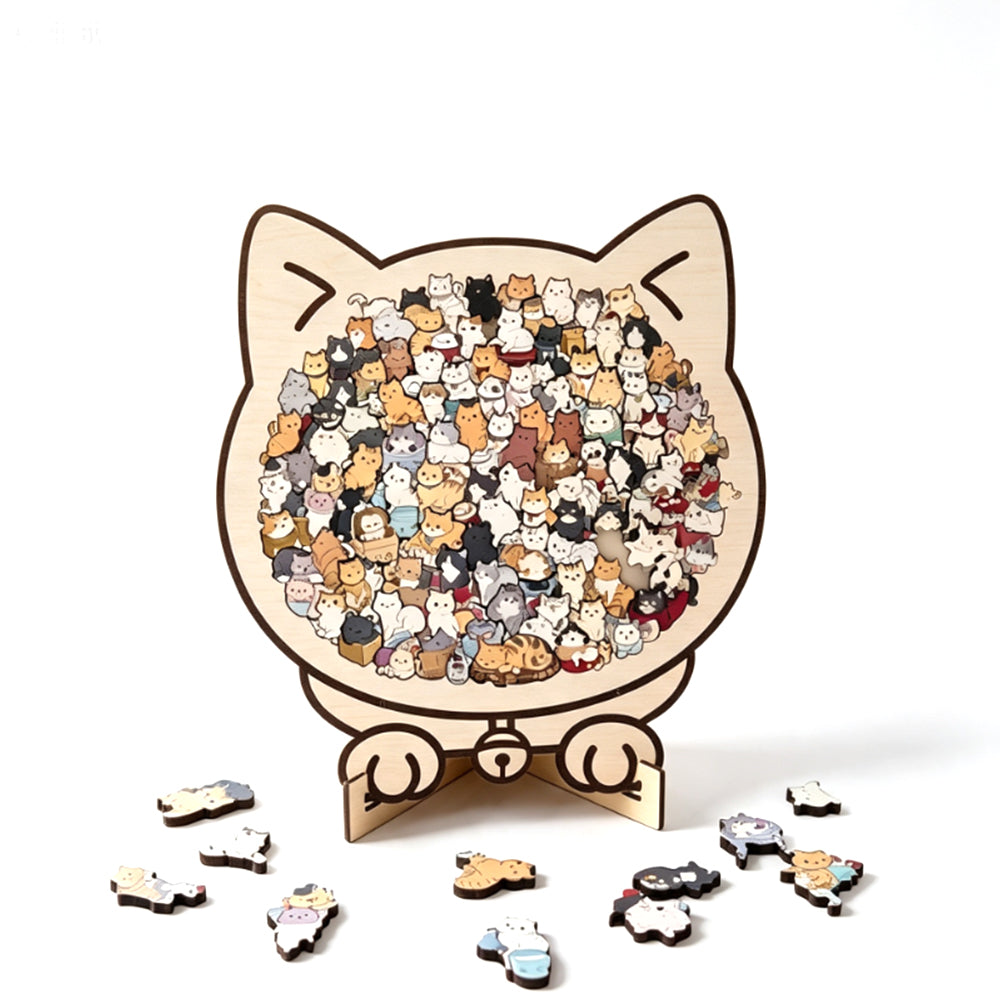 Cartoon Cat Wooden Educational Puzzle