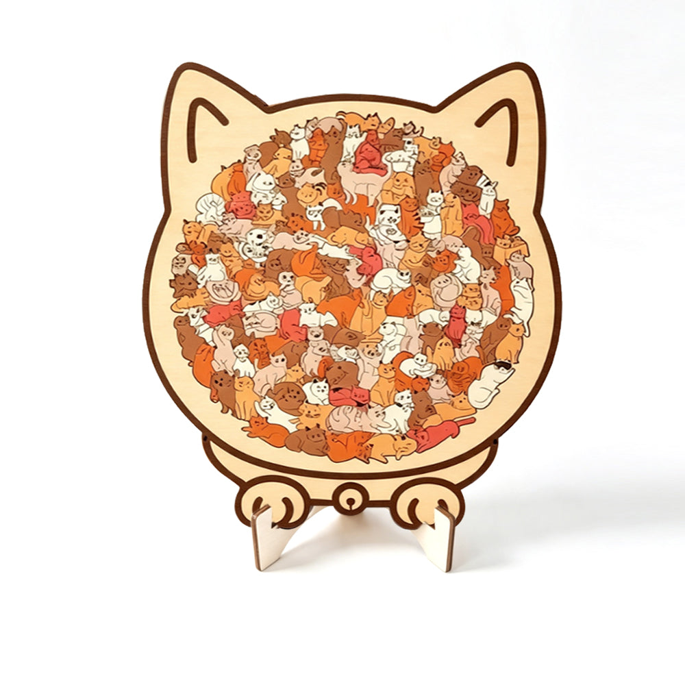 Cartoon Cat Wooden Educational Puzzle