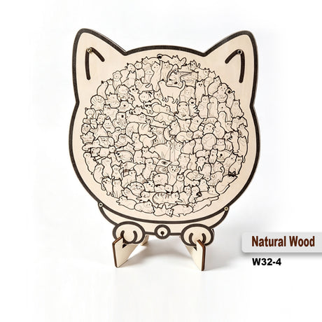 Cartoon Cat Wooden Educational Puzzle