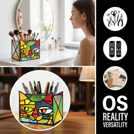 Embossed Stained Glass Puzzle Pen Holder