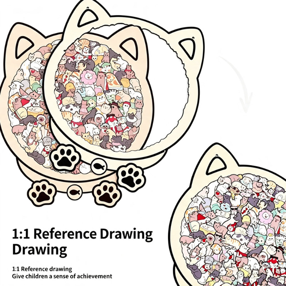 Cartoon Cat Wooden Educational Puzzle