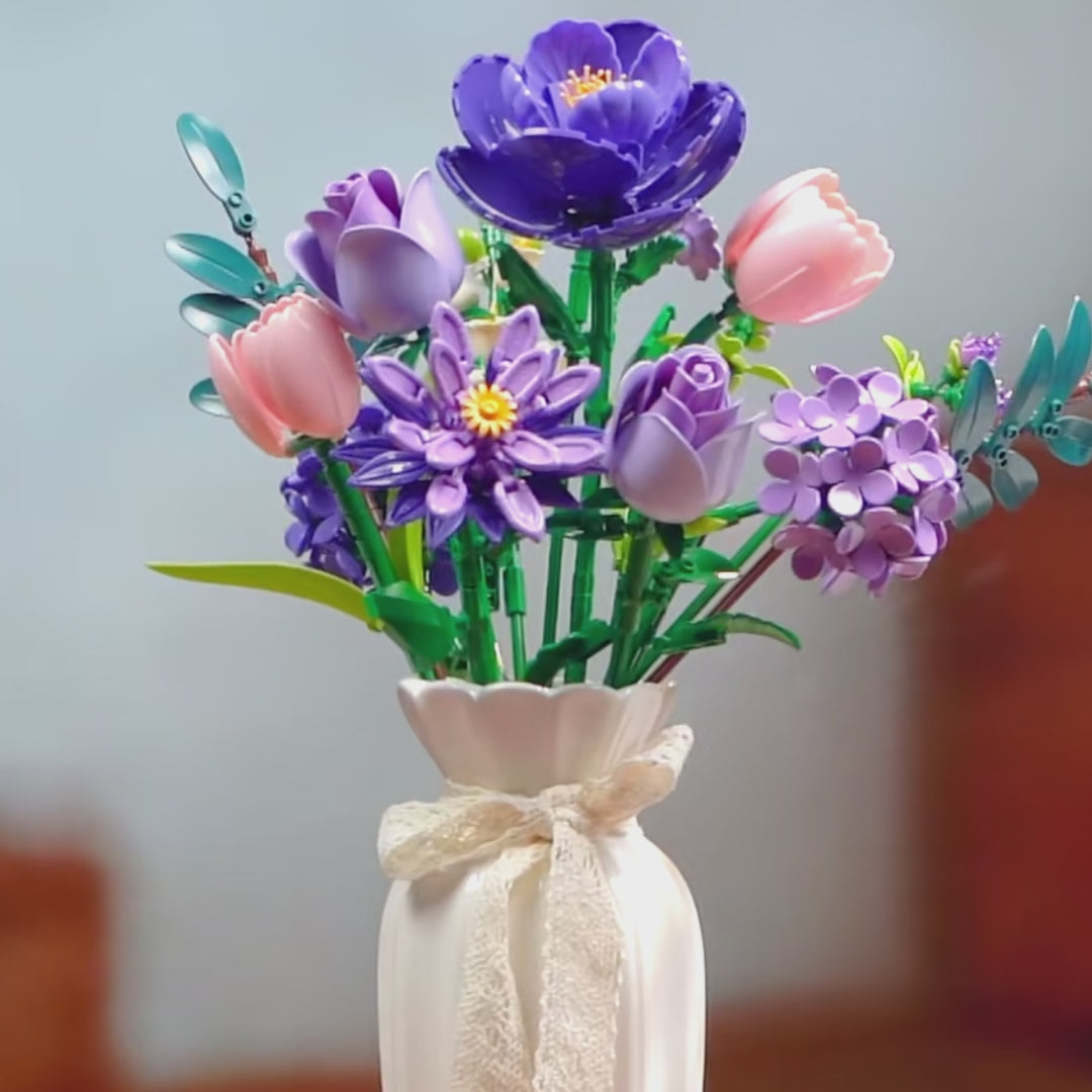 Purple Aura Building Block Flower Bouquet